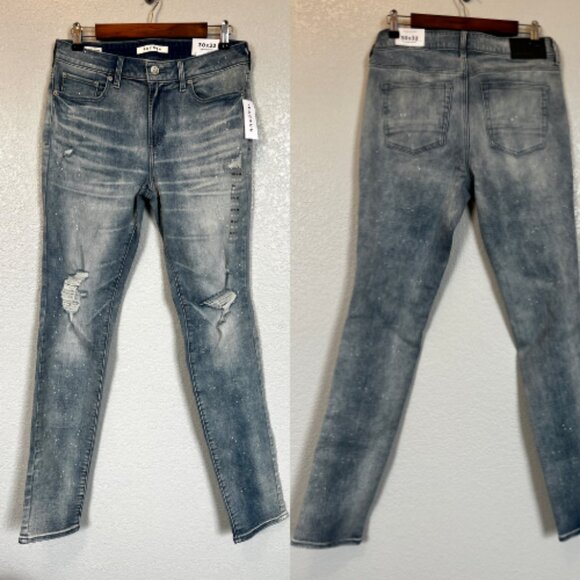 PacSun Eco Comfort Stretch Distressed Stacked Skinny Jeans NEW Men's 30x32 NWT - Picture 2 of 9